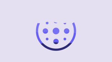Blue Sewing button for clothes icon isolated on purple background. Clothing button. 4K Video motion graphic animation.