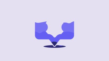 Blue Leather icon isolated on purple background. 4K Video motion graphic animation.