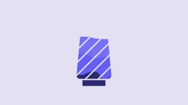 Blue Sewing thread on spool icon isolated on purple background. Yarn spool. Thread bobbin. 4K Video motion graphic animation.