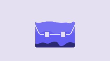 Blue Briefcase icon isolated on purple background. Business case sign. Business portfolio. 4K Video motion graphic animation.