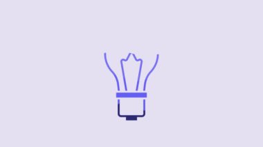 Blue Light bulb with concept of idea icon isolated on purple background. Energy and idea symbol. Inspiration concept. 4K Video motion graphic animation.