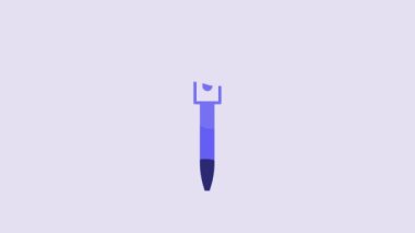 Blue Pen icon isolated on purple background. 4K Video motion graphic animation.