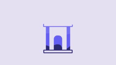 Blue Old crypt icon isolated on purple background. Cemetery symbol. Ossuary or crypt for burial of deceased. 4K Video motion graphic animation.