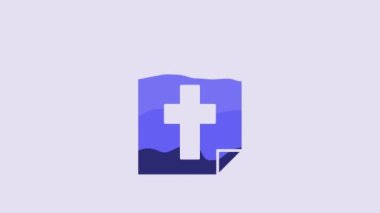 Blue Calendar death icon isolated on purple background. 4K Video motion graphic animation.