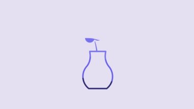 Blue Flower in vase icon isolated on purple background. 4K Video motion graphic animation.