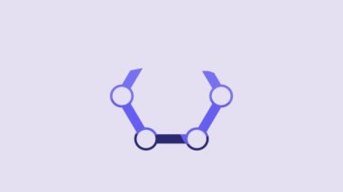 Blue Molecule icon isolated on purple background. Structure of molecules in chemistry, science teachers innovative educational poster. 4K Video motion graphic animation.