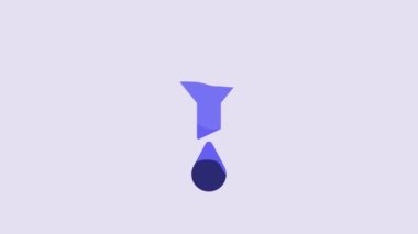 Blue Funnel or filter icon isolated on purple background. 4K Video motion graphic animation.