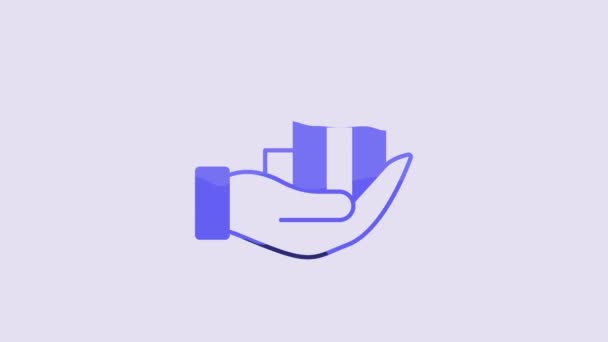 蓝色饼图信息图标孤立在紫色背景 示意图符号 4K视频运动图形动画 — 图库视频影像