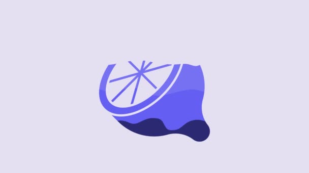 蓝色柠檬图标在紫色背景上隔离 4K视频运动图形动画 — 图库视频影像
