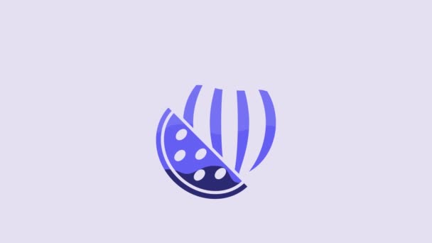 Blue Watermelon Icon Isolated Purple Background Video Motion Graphic Animation — Stockvideo