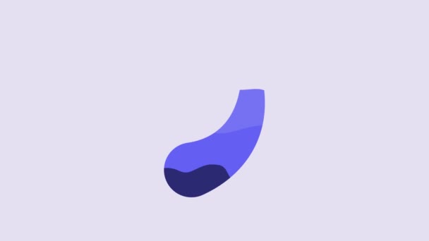 Icône Aubergine Bleue Isolée Sur Fond Violet Animation Graphique Mouvement — Video