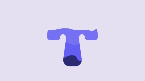 Icône Champignon Bleu Isolé Sur Fond Violet Animation Graphique Mouvement — Video
