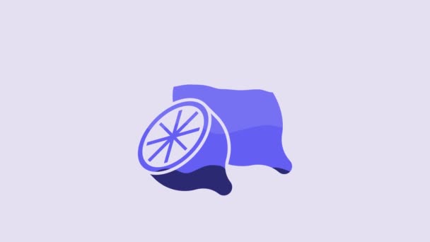 Blue Lemon Icon Isolated Purple Background Video Motion Graphic Animation — 图库视频影像