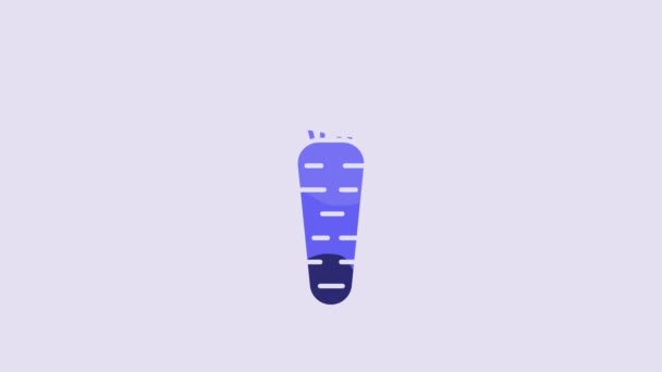 Значок Голубой Морковки Выделен Фиолетовом Фоне Видеографическая Анимация — стоковое видео