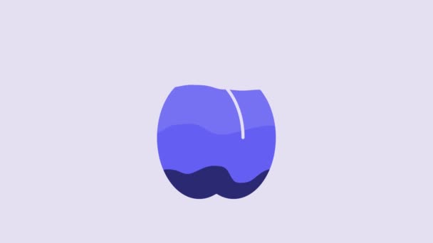 Blue Plum Fruit Icon Isolated Purple Background Video Motion Graphic — Vídeo de Stock