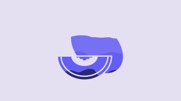 Ícone Fruta Melão Azul Isolado Fundo Roxo Animação Gráfica Movimento — Vídeo de Stock