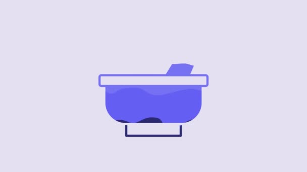 Blue Mortar Pestle Icon Isolated Purple Background Video Motion Graphic — Vídeos de Stock