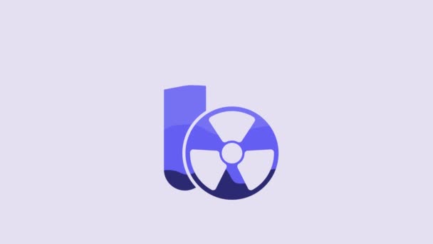 Blue Laboratory Chemical Beaker Toxic Liquid Icon Isolated Purple Background — Stockvideo