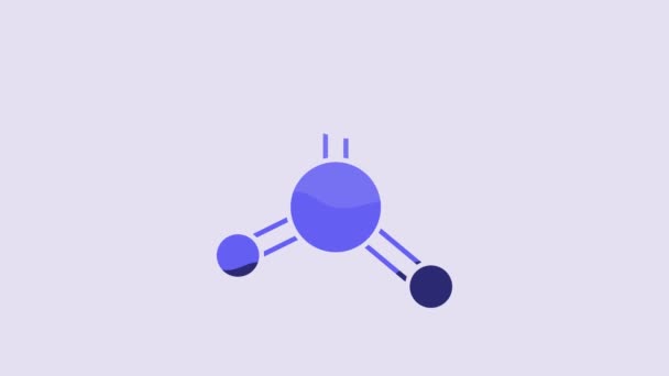 Blue Molecule Icon Isolated Purple Background Structure Molecules Chemistry Science — Wideo stockowe