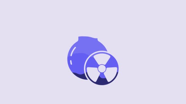 Blue Laboratory Chemical Beaker Toxic Liquid Icon Isolated Purple Background — Stock Video