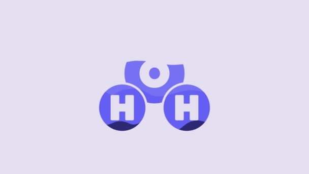Blue Chemical Formula Water Drops H2O Shaped Icon Isolated Purple — 비디오