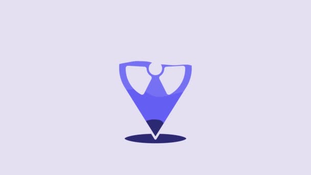 Блакитний Радіоактивний Розташуванні Ікони Ізольований Фіолетовому Фоні Радіоактивний Токсичний Символ — стокове відео