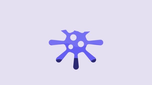 蓝色细菌图标在紫色背景上分离 细菌和细菌 导致微生物疾病 细胞癌 微生物 4K视频运动图形动画 — 图库视频影像