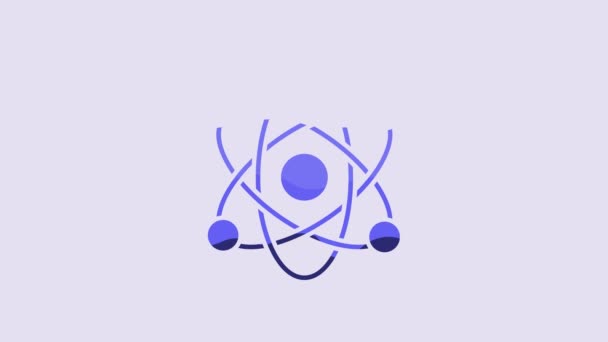 Blue Atom Icon Isolated Purple Background Symbol Science Education Nuclear — Stok video