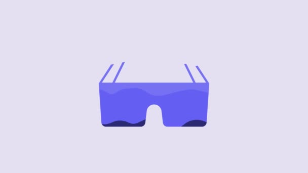 蓝色安全护目镜图标隔离在紫色背景 4K视频运动图形动画 — 图库视频影像