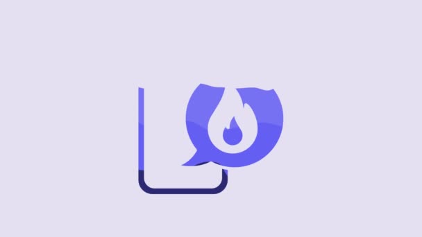 Blue Mobile Phone Emergency Call 911 Icon Isolated Purple Background — Vídeo de Stock
