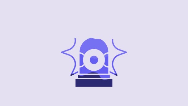 Blue Flasher Siren Icon Isolated Purple Background Emergency Flashing Siren — Stockvideo