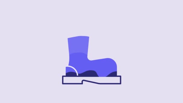 Ícone Azul Botas Fogo Isolado Fundo Roxo Animação Gráfica Movimento — Vídeo de Stock