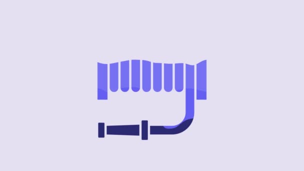 Blue Fire Hose Reel Icon Isolated Purple Background Video Motion — Stock video