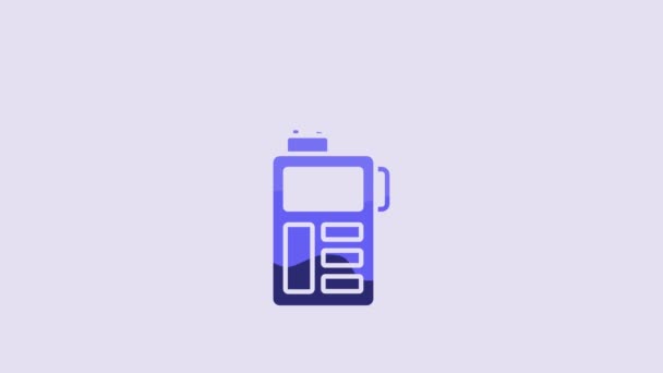 Blue Walkie Talkie Icon Isolated Purple Background Portable Radio Transmitter — Vídeo de Stock