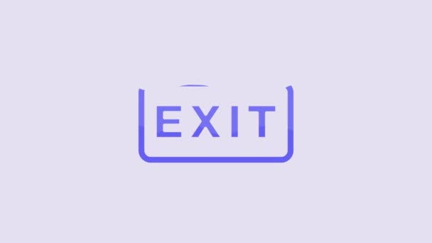 Blue Fire Exit Icon Isolated Purple Background Fire Emergency Icon — Vídeo de Stock