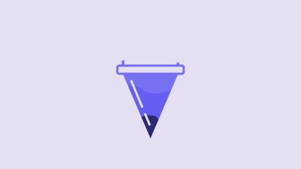 Blue Fire Cone Bucket Icon Isolated Purple Background Metal Cone — Vídeo de Stock