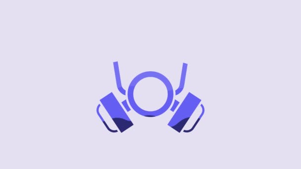 Blue Gas Mask Icon Isolated Purple Background Respirator Sign Video — Wideo stockowe