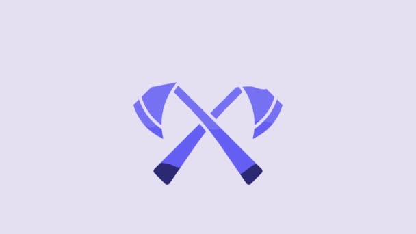 Blue Firefighter Axe Icon Isolated Purple Background Fire Axe Video — Stock Video