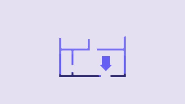 Blue Evacuation Plan Icon Isolated Purple Background Fire Escape Plan — Video