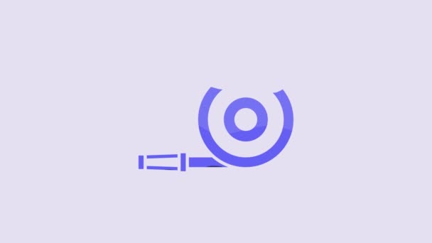 Blue Fire Hose Reel Icon Isolated Purple Background Video Motion — 图库视频影像