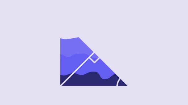 Голубой Ангельский Бисер Треугольного Значка Выделенный Фиолетовом Фоне Видеографическая Анимация — стоковое видео