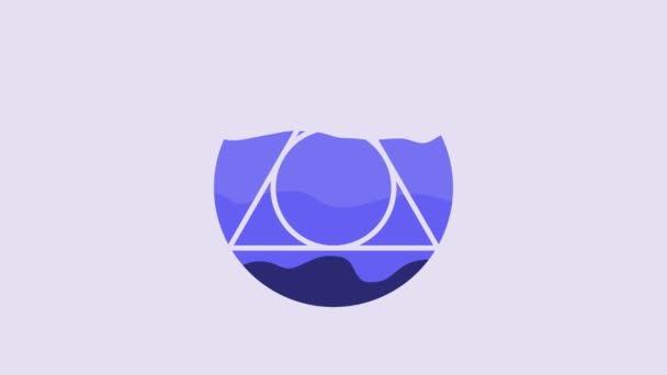 Blue Triangle Math Icon Isolated Purple Background Video Motion Graphic — Vídeo de Stock