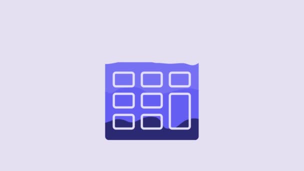 蓝色计算器图标孤立在紫色背景上 会计符号 商业计算 教育和金融 4K视频运动图形动画 — 图库视频影像