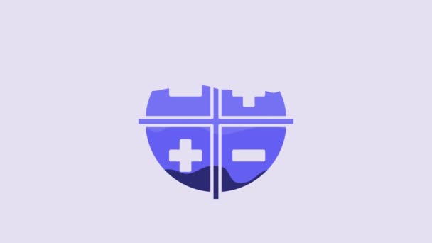 Синий Значок Системы Xyz Coordinate Выделен Фиолетовом Фоне Ось Xyz — стоковое видео