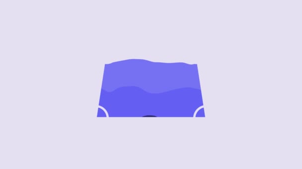 紫の背景に隔離された青急性台形のアイコン 4Kビデオモーショングラフィックアニメーション — ストック動画
