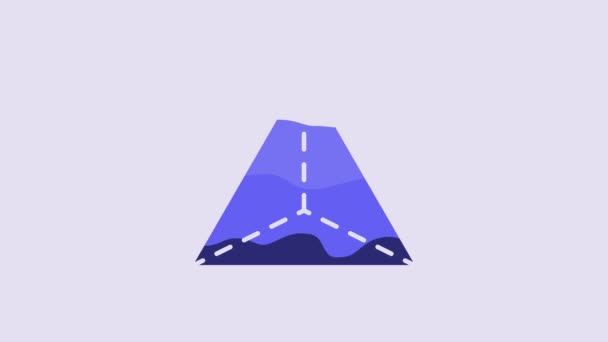 Blue Geometric Figure Tetrahedron Icon Isolated Purple Background Abstract Shape — Video