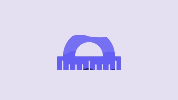 Blue Protractor Grid Measuring Degrees Icon Isolated Purple Background Tilt — Video