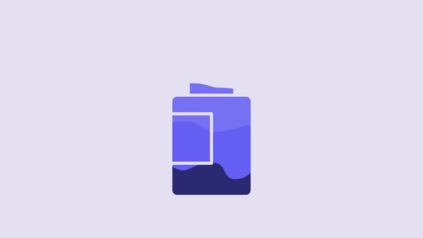 Icono Botella Desinfectante Mano Azul Aislado Sobre Fondo Púrpura Concepto — Vídeo de stock