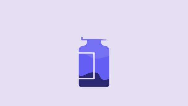 Blue Eye Drop Bottle Icon Isolated Purple Background Video Motion — ストック動画