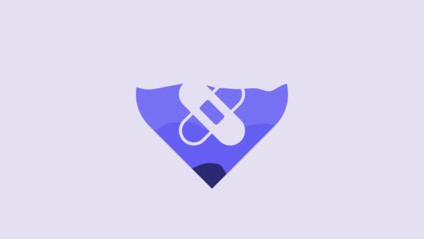 Blue Healed Broken Heart Divorce Icon Isolated Purple Background Shattered — 비디오